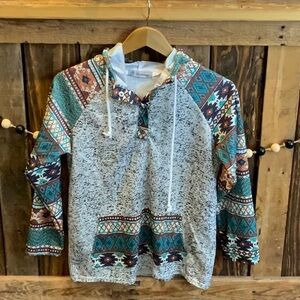 Aztec Print Desheng Pullover Hoodie Size Small
